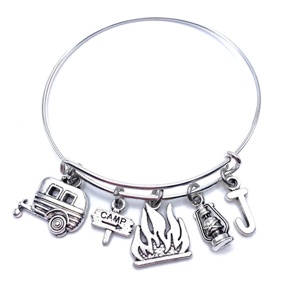 Camp Bracelet Bangle Camping Charms RV May Be Personalized - Picture 3 of 6